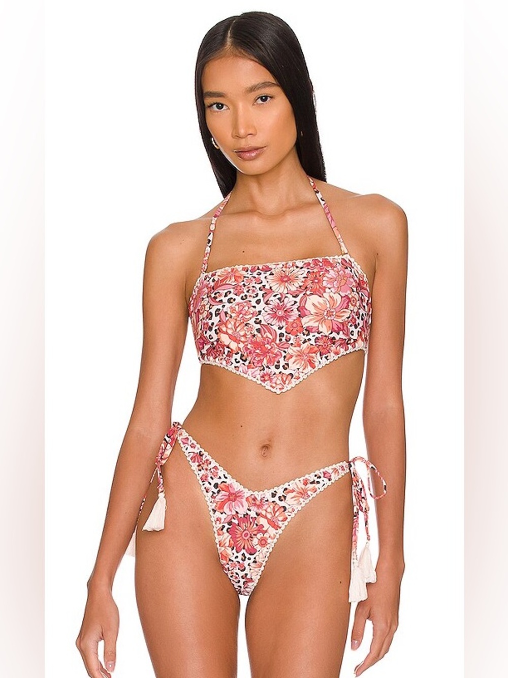 NWT Tularosa Nayda Bikini Set M in Peach Leopard Floral